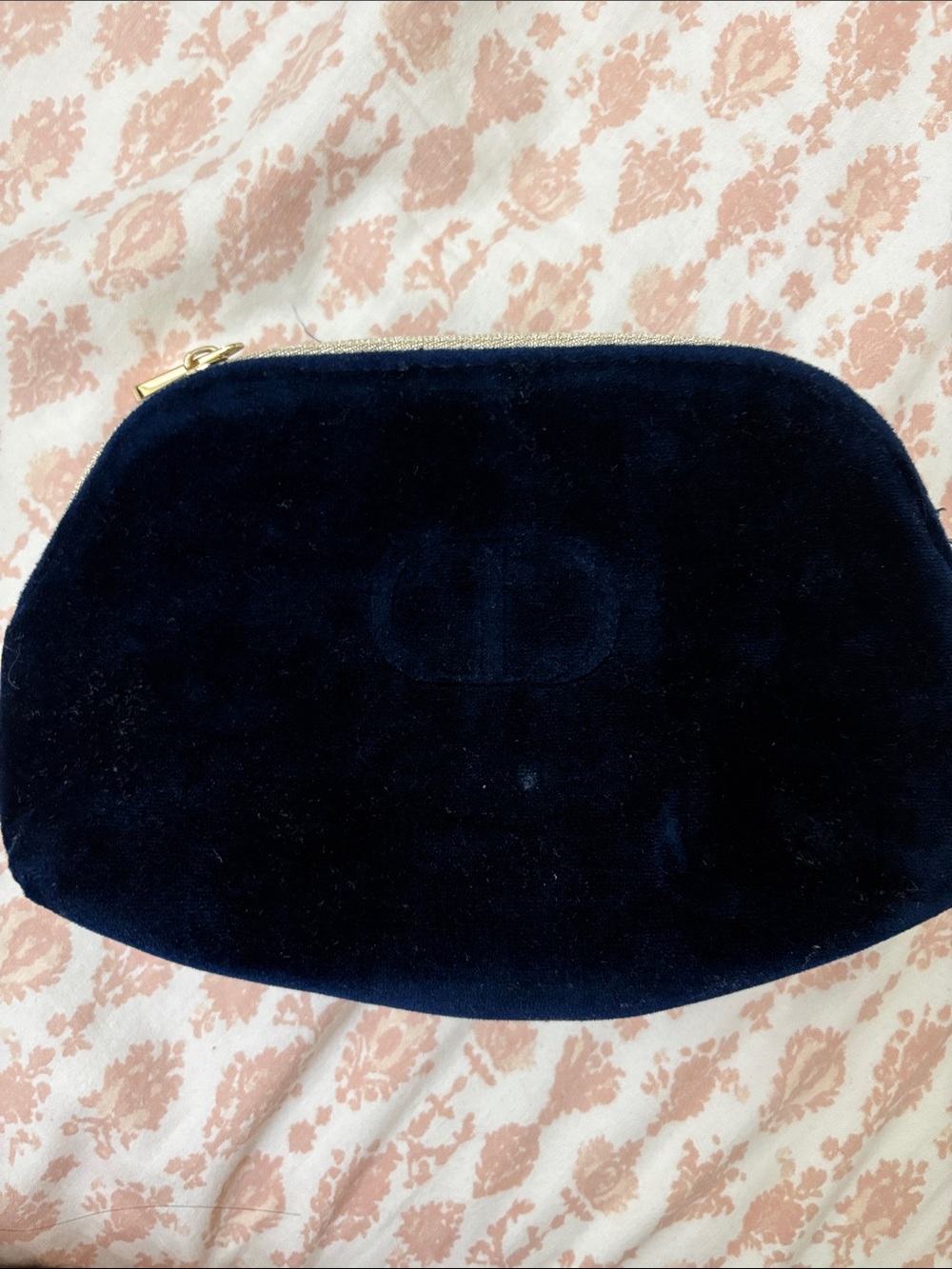 Dior Navy Velvet Zip Pouch
